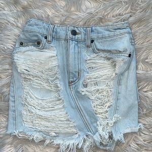 Distressed Denim Skirt